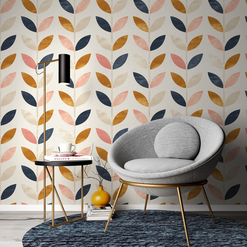 Boho Leaf Pattern Wallpaper