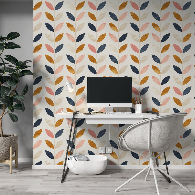 Boho Leaf Pattern Wallpaper