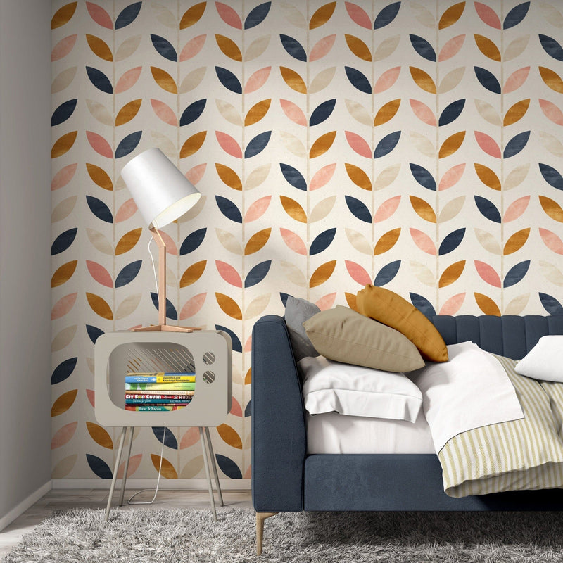 Boho Leaf Pattern Wallpaper