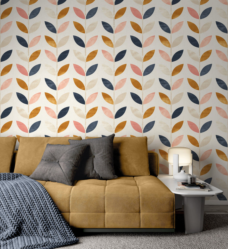 Boho Leaf Pattern Wallpaper