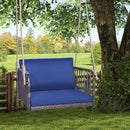 Single Person Hanging Seat with Seat and Back Cushions-Navy by LJGDeals