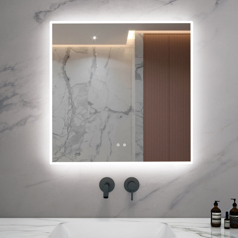 Zeek 36"x36" Backlit LED Square Bathroom Wall Mirror MA3636