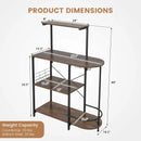 4-Tier Kitchen Bakers Rack with 6 S-Hooks and Stemware Racks-Rustic Brown by LJGDeals