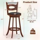 2 Pieces 24/29 inch Swivel Bar Stools with Curved Backrest and Seat Cushions by DirectDeals