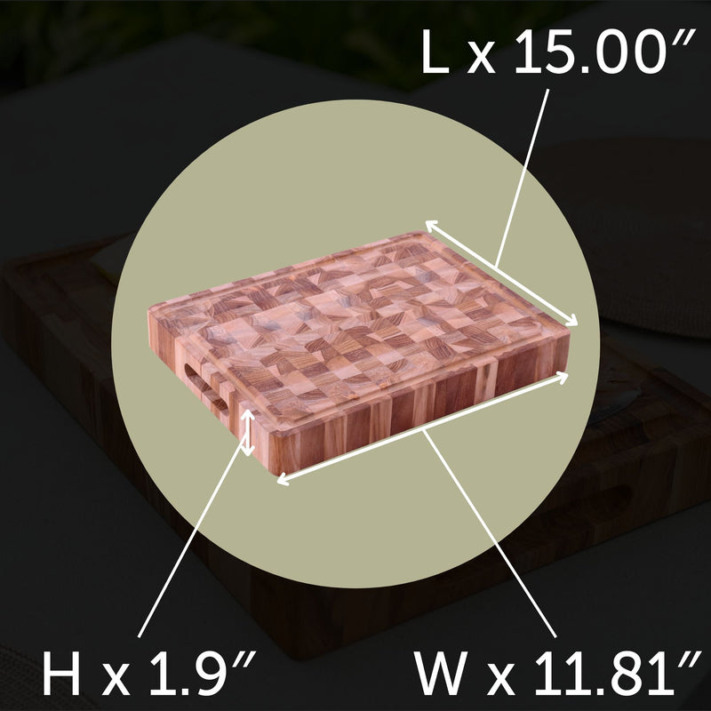 Adobe Checkered Teak Cutting Board - 15"