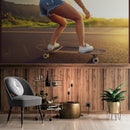 Skater Girl Wallpaper. Tropical Vibe Wall Mural.
