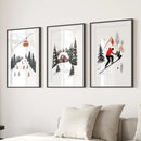 Alpine Skiing Winter Set of 3 Prints Home Wall Art by Wall Art Set