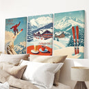 Ski Lodge Set of 3 Prints: Retro Snowboard, Après Ski Art by Wall Art Set