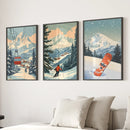 Vintage Ski Poster Set of 3. Snowboard, Skier & Ski Lift Wall Art by Wall Art Set