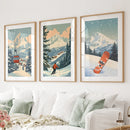 Vintage Ski Poster Set of 3. Snowboard, Skier & Ski Lift Wall Art by Wall Art Set