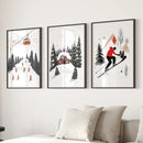 Alpine Skiing Winter Set of 3 Prints Home Wall Art by Wall Art Set