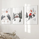 Alpine Skiing Winter Set of 3 Prints Home Wall Art by Wall Art Set