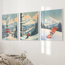 Vintage Ski Poster Set of 3. Snowboard, Skier & Ski Lift Wall Art by Wall Art Set