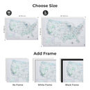 Wooden Canvas USA Map - Sky Blue