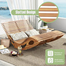 Slatted Acacia 2-Seat Patio Dual Rocker Sunbed Wood Lounger with Ergonomic Curved Seat by LJGDeals