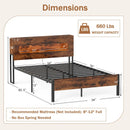 Slatted Full Bed Frame with LED Lights and Storage Headboard No Box Spring Needed-Full Size by LJGDeals