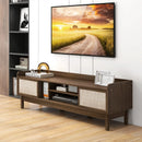 Sliding Door TV Stand for 65 Inch TV with Woven Doors-Walnut by LJGDeals