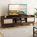 Sliding Door TV Stand for 65 Inch TV with Woven Doors-Walnut by LJGDeals