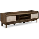 Sliding Door TV Stand for 65 Inch TV with Woven Doors-Walnut by LJGDeals
