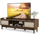 Sliding Door TV Stand for 65 Inch TV with Woven Doors-Walnut by LJGDeals