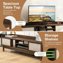 Sliding Door TV Stand for 65 Inch TV with Woven Doors-Walnut by LJGDeals