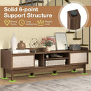 Sliding Door TV Stand for 65 Inch TV with Woven Doors-Walnut by LJGDeals