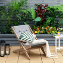 3-Position Adjustable and Foldable Wood Beach Sling Chair with Free Cushion-Gray by LJGDeals