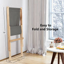 3-Position Adjustable and Foldable Wood Beach Sling Chair with Free Cushion-Gray by LJGDeals