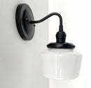 Small Schoolhouse Antique Milk Glass Wall Sconce Light