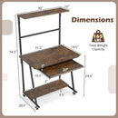 Small Computer Desk with Charging Station and LED Lights and Wheels by LJGDeals