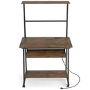 Small Computer Desk with Charging Station and LED Lights and Wheels by LJGDeals