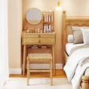Small Vanity Desk and Stool Set with Mirror and 2 Drawers by LJGDeals
