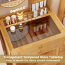 Small Vanity Desk and Stool Set with Mirror and 2 Drawers