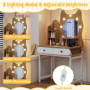 Small Vanity Desk with Mirror and Lights Cute Kitty Makeup Table with Power Outlets-Natural by LJGDeals