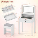 Small Vanity Desk with Mirror and Lights for Bedroom by LJGDeals