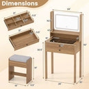 Small Vanity Desk with Mirror and Lights for Bedroom by LJGDeals