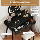 Small Vanity Makeup Dressing Table Set with Cushioned Stool and LED Lighted Mirror by LJGDeals