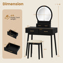 Small Vanity Makeup Dressing Table Set with Cushioned Stool and LED Lighted Mirror by LJGDeals