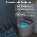 One-Piece Smart 1.16 GPF Elongated Bidet Toilet Seat with Night Light-White by LJGDeals
