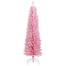 Snow Flocked 7 FT Artificial Pink Xmas Tree with 635 Branch Tips by DirectDeals