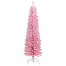Snow Flocked 7 FT Artificial Pink Xmas Tree with 635 Branch Tips by LJGDeals