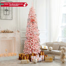 Snow Flocked 7 FT Artificial Pink Xmas Tree with 635 Branch Tips by DirectDeals