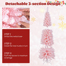 Snow Flocked 7 FT Artificial Pink Xmas Tree with 635 Branch Tips by DirectDeals