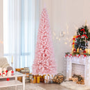 Snow Flocked 7 FT Artificial Pink Xmas Tree with 635 Branch Tips by DirectDeals