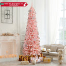 Snow Flocked 7 FT Artificial Pink Xmas Tree with 635 Branch Tips by DirectDeals