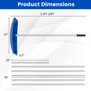 Snow Roof Rake with 24 Inch Wide Blade and Wheels