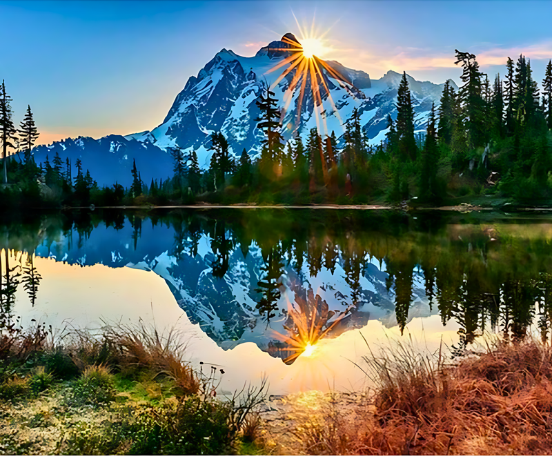 Snow Sunset Mountain