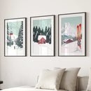 Ski Lifts, Cozy Cabin, and Snowy Peaks Wall Art by Wall Art Set