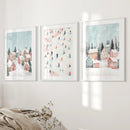 Cute Winter Village Christmas Art Decor Prints by Wall Art Set