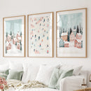 Cute Winter Village Christmas Art Decor Prints by Wall Art Set